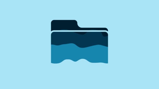 Blue Document Folder Icon Isolated Blue Background Accounting Binder Symbol — Wideo stockowe