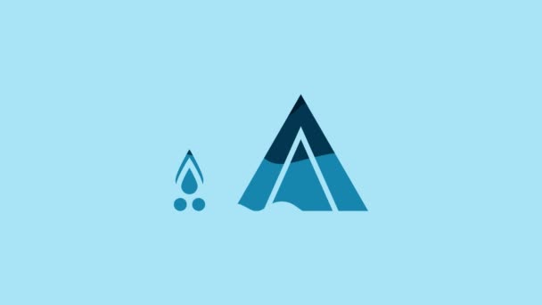 Blue Tourist Tent Wood Fire Icon Isolated Blue Background Camping — Stok video