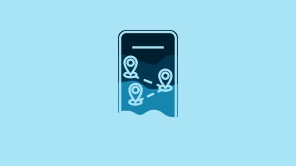 Blue Infographic City Map Navigation Icon Isolated Blue Background Mobile — Vídeo de stock
