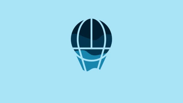 Blue Hot Air Balloon Icon Isolated Blue Background Air Transport — Wideo stockowe