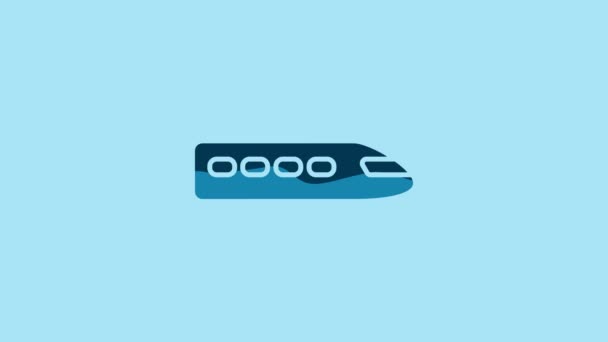 Blue Train Icon Isolated Blue Background Public Transportation Symbol Subway — Stockvideo