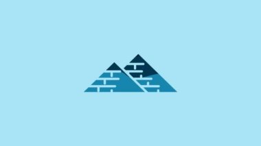 Blue Egypt pyramids icon isolated on blue background. Symbol of ancient Egypt. 4K Video motion graphic animation.