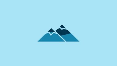 Blue Mountains icon isolated on blue background. Symbol of victory or success concept. 4K Video motion graphic animation.