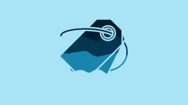 Blue Blank label template price tag icon isolated on blue background. Empty shopping discount sticker. Template discount banner. 4K Video motion graphic animation.