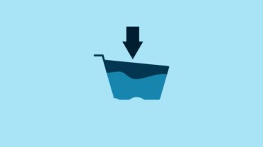 Blue Add to Shopping cart icon isolated on blue background. Online buying concept. Delivery service sign. Supermarket basket symbol. 4K Video motion graphic animation.