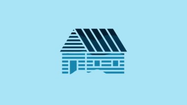 Blue Farm house icon isolated on blue background. 4K Video motion graphic animation.