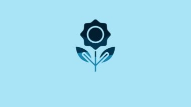 Blue Flower icon isolated on blue background. 4K Video motion graphic animation.