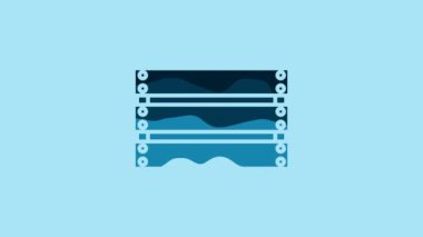 Blue Wooden box icon isolated on blue background. Grocery basket, storehouse crate. Empty wooden container for vegetables, products. 4K Video motion graphic animation.