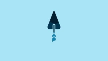 Blue Garden trowel spade or shovel icon isolated on blue background. Gardening tool. Tool for horticulture, agriculture, farming. 4K Video motion graphic animation.