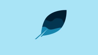Blue Leaf icon isolated on blue background. Fresh natural product symbol. 4K Video motion graphic animation.