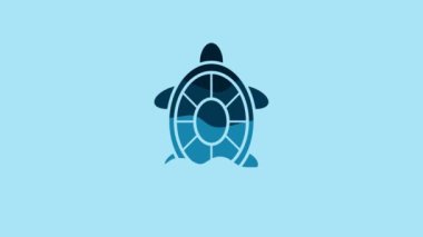 Blue Turtle icon isolated on blue background. 4K Video motion graphic animation.