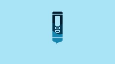 Blue Medical digital thermometer for medical examination icon isolated on blue background. 4K Video motion graphic animation.