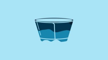 Blue Protective cone collar icon isolated on blue background. Recovery pet cone. Cone for animal. 4K Video motion graphic animation.