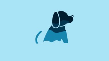 Blue Dog icon isolated on blue background. 4K Video motion graphic animation.