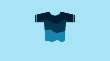 Blue Baby clothes icon isolated on blue background. Baby clothing for baby girl and boy. Baby bodysuit. 4K Video motion graphic animation.