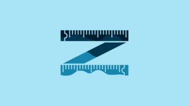 Blue Tape measure icon isolated on blue background. Measuring tape. 4K Video motion graphic animation.