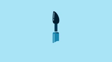 Blue Cutter tool icon isolated on blue background. Sewing knife with blade. 4K Video motion graphic animation.