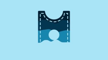 Blue Sewing Pattern icon isolated on blue background. Markings for sewing. 4K Video motion graphic animation.