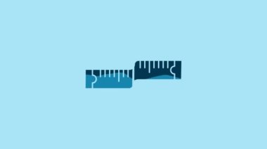 Blue Tape measure icon isolated on blue background. Measuring tape. 4K Video motion graphic animation.