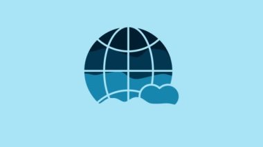 Blue The heart world - love icon isolated on blue background. 4K Video motion graphic animation.