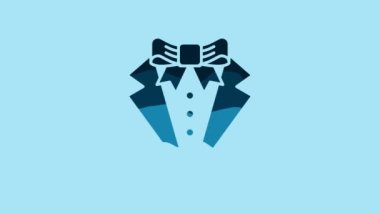 Blue Suit icon isolated on blue background. Tuxedo. Wedding suits with necktie. 4K Video motion graphic animation.