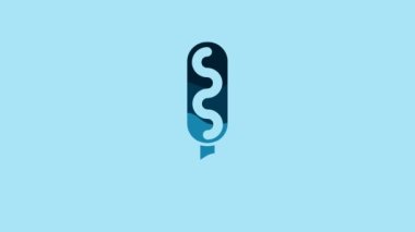 Blue Corn dog icon isolated on blue background. Traditional american fast food. 4K Video motion graphic animation.