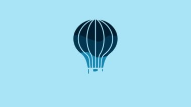 Blue Hot air balloon icon isolated on blue background. Air transport for travel. 4K Video motion graphic animation.