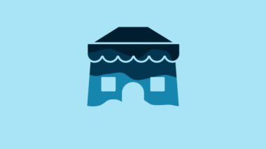 Blue Circus tent icon isolated on blue background. Carnival camping tent. Amusement park. 4K Video motion graphic animation.