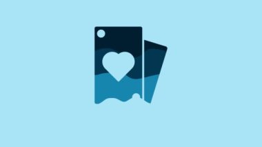 Blue Playing card icon isolated on blue background. 4K Video motion graphic animation.