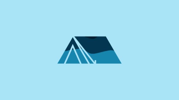 Blue Tourist Tent Icon Isolated Blue Background Camping Symbol Video — Video