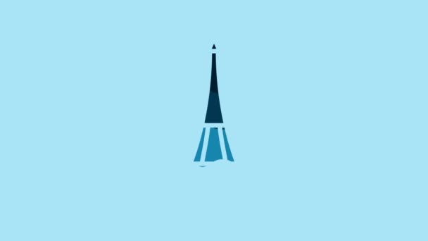Blue Eiffel Tower Icon Isolated Blue Background France Paris Landmark — Stockvideo