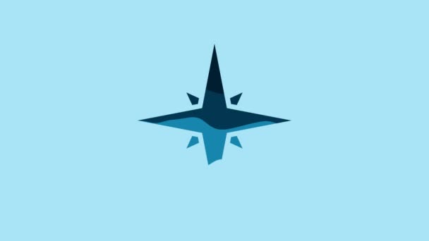Blue Wind Rose Icon Isolated Blue Background Compass Icon Travel — Vídeo de stock
