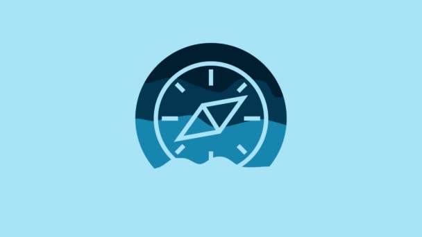 Blue Compass Icon Isolated Blue Background Windrose Navigation Symbol Wind — Stockvideo