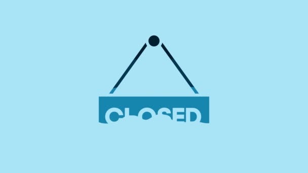 Blue Hanging Sign Text Closed Icon Isolated Blue Background Business — Vídeo de Stock