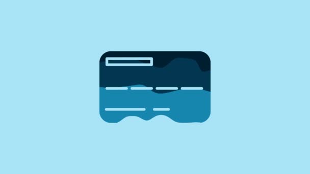 Blue Credit Card Icon Isolated Blue Background Online Payment Cash — Vídeo de stock