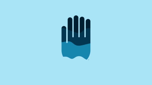 Blue Garden Gloves Icon Isolated Blue Background Rubber Gauntlets Sign — 비디오