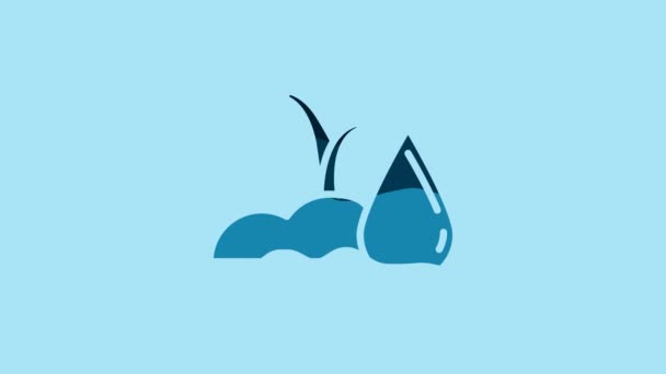 Blue Watering Sprout Icon Isolated Blue Background Seed Seedling Irrigation — Stock Video