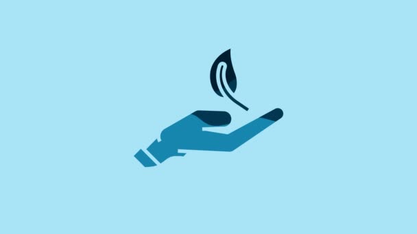 Blue Sprout Hand Environmental Protection Icon Isolated Blue Background Seed — Video