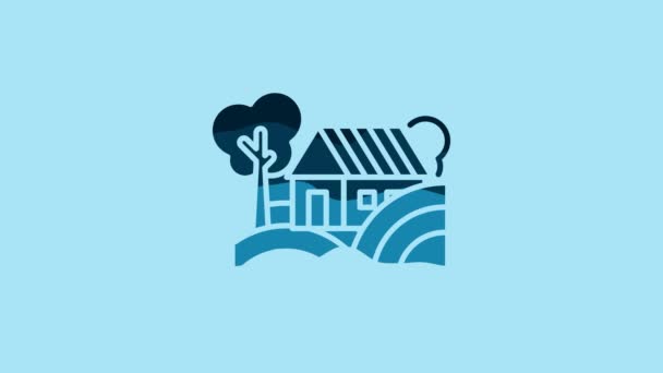 Blue Farm House Concept Icon Isolated Blue Background Rustic Farm — Stockvideo