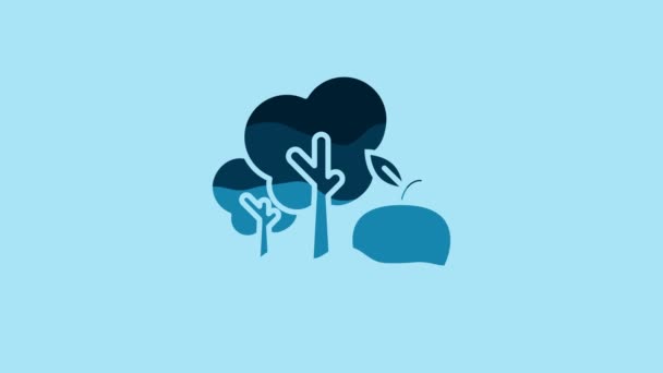 Blue Tree Apple Icon Isolated Blue Background Agricultural Plant Organic — Stock Video