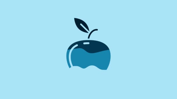Blue Apple Icon Isolated Blue Background Fruit Leaf Symbol Video — Wideo stockowe