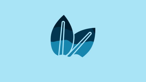 Blue Leafs Icon Isolated Blue Background Fresh Natural Product Symbol — Stok video