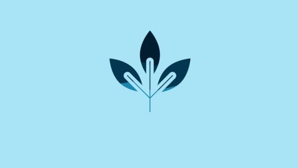 Blue Plant Icon Isolated Blue Background Seed Seedling Leaves Sign — Stock Video