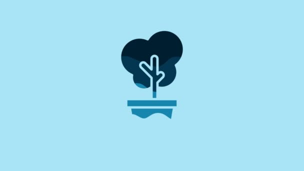 Blue Tree Pot Icon Isolated Blue Background Houseplant Pots Natural — 图库视频影像