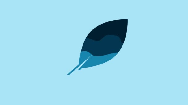 Blue Leaf Icon Isolated Blue Background Fresh Natural Product Symbol — 图库视频影像