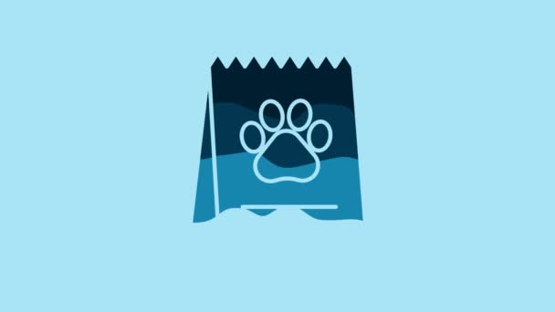 Blue Bag Food Dog Icon Isolated Blue Background Dog Cat — Wideo stockowe