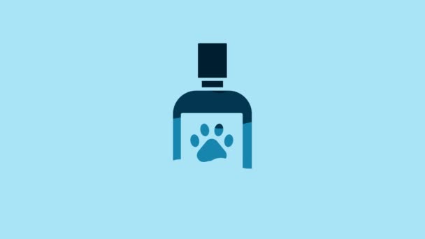 Blue Dog Medicine Bottle Icon Isolated Blue Background Container Pills — Wideo stockowe