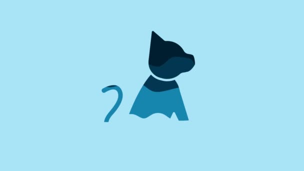 Blue Cat Icon Isolated Blue Background Video Motion Graphic Animation — Video Stock