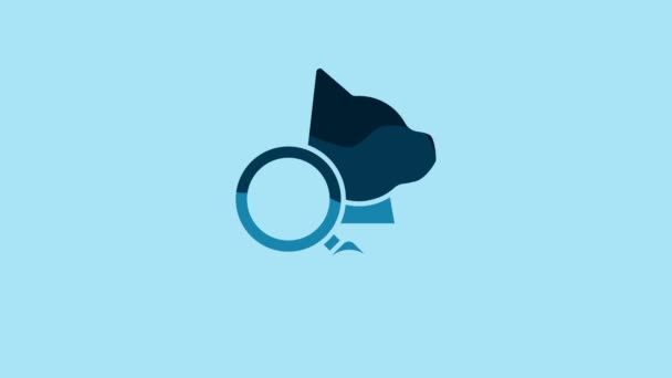 Blue Veterinary Clinic Symbol Icon Isolated Blue Background Magnifying Glass — Video Stock