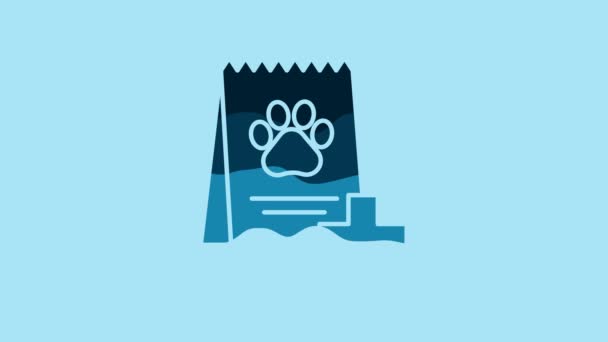 Blue Bag Food Dog Icon Isolated Blue Background Dog Cat — Wideo stockowe